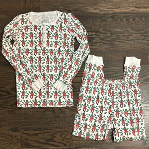 Roller Rabbit Merry Monkey Christmas Long Sleeve Pants Pajama Set Pima Cotton 12